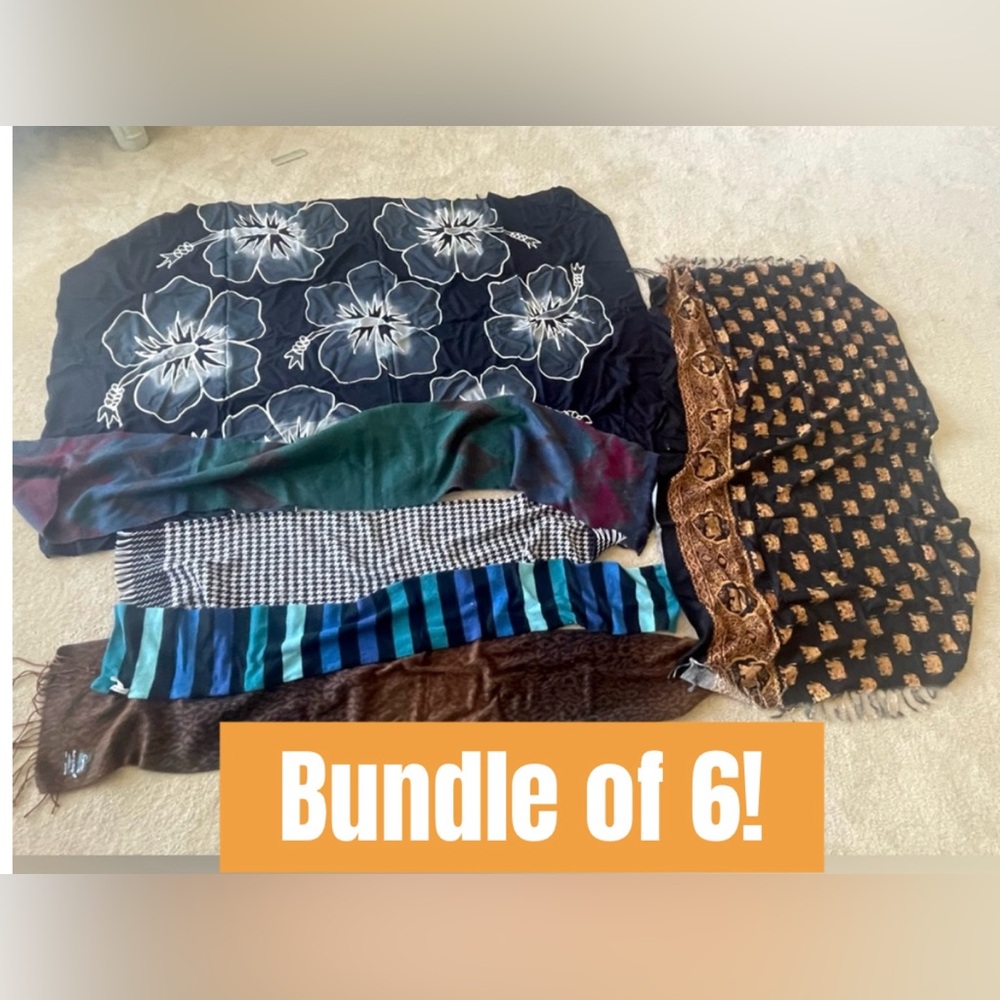 Bundle of 6 scarves. Multi colors. Various brands. OS‎